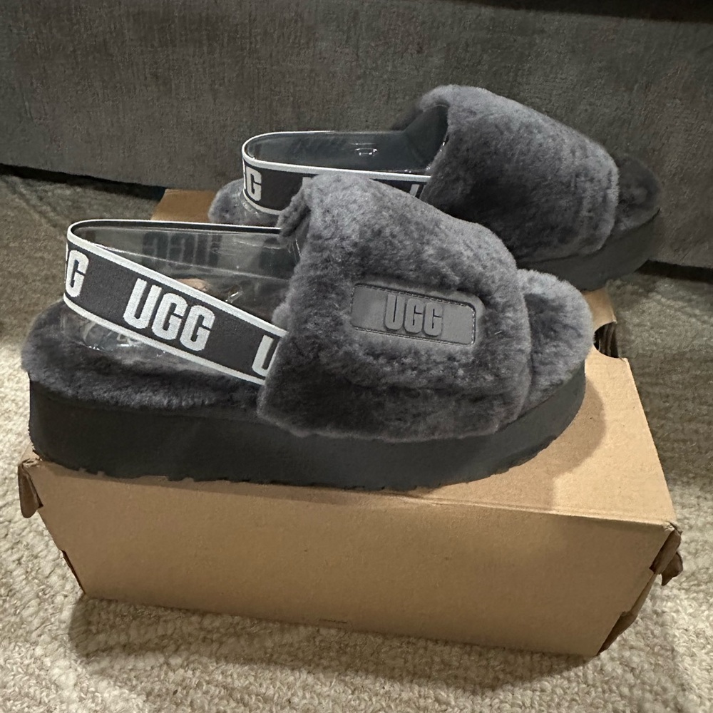 AUTHENTIC UGG WOMEN'S DISCO
SLIDE SLIPPER SANDALS GRAY SIZE 10